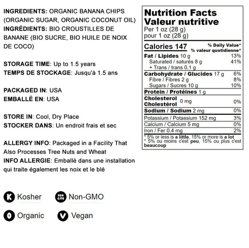 Food to Live Organic Banana Chips - 8 Ounces Sweetened, Unsulfured, Non-GMO, Kosher, Vegan, Bulk