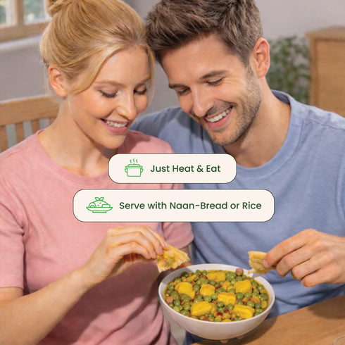 100% 2-285g Pack 6 MTR Curry Delight - Authentic Indian Ready-to-Eat Green Peas & Sweet Potato Curry - Gluten-Free, No