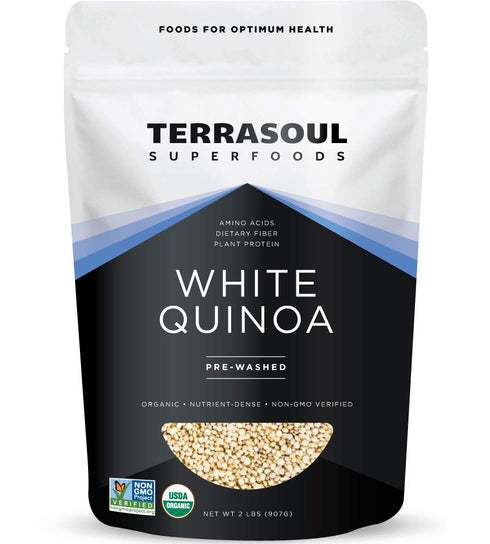 Terrasoul Superfoods Organic White Quinoa, 2 Lbs - Pre-washed | Gluten-free |