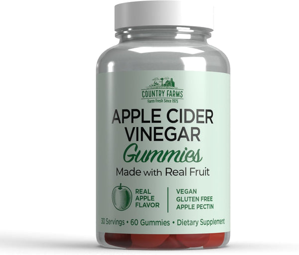 Country Farms Apple Cider Vinegar Gummies, Reduce Bloat, Naturally Alkalizing, Supports Healthy