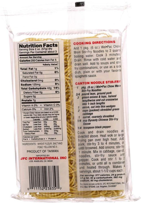 Wel-Pac 6 (Pack 12) Welpac Chow Mein Stir-Fry Noodles, Ounce