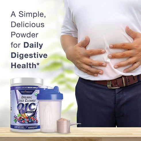4 30 Purity Products OJC Blueberry Detox - Certified Organic Juice Cleanse Bloat + Gas Relief- Ft. OptiBiome