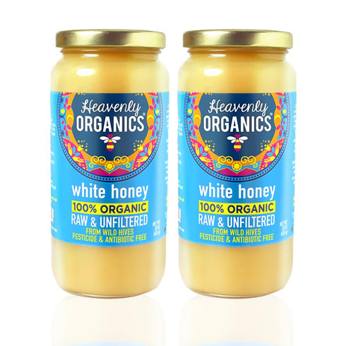 Heavenly Organics Raw White Honey, 100% Organic | Unheated, Lightly Filtered Creamy