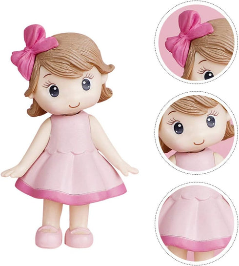 Toyvian Home Decor Figures - Cute Mini Doll Girl Toys, Cupcake Topper, DIY Cake Decoration, Christmas Decor