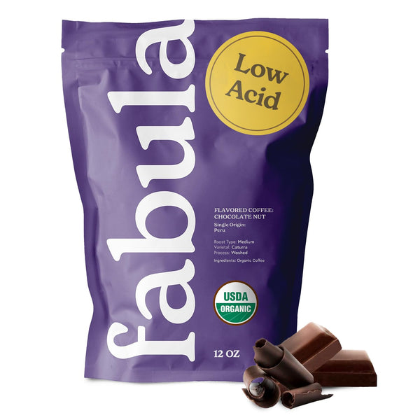 Fabula Chocolate Nut Flavored Organic Coffee Freshly Ground - Organic - Low