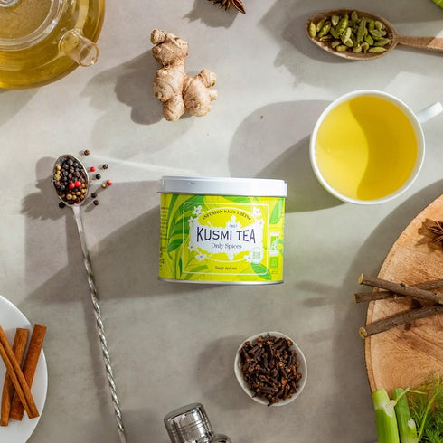 Kusmi Tea - Only Spices Organic Herbal Tea with Cinnamon, Aniseed, Ginger, Licorice, Fennel, Caffeine Free, 3.5 oz