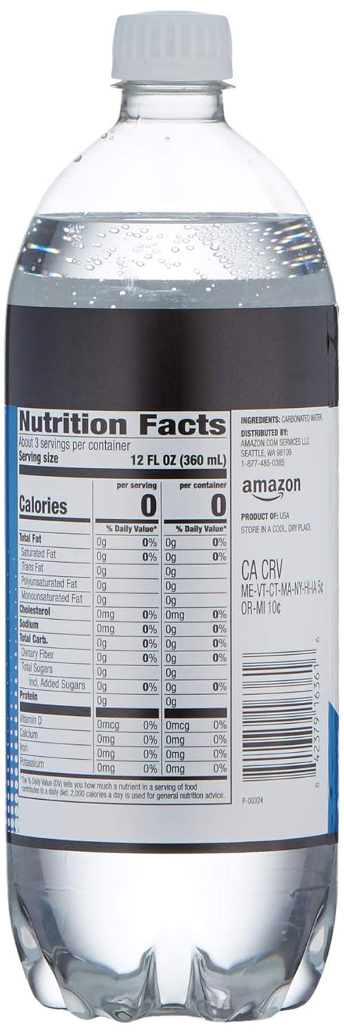 33.8 oz (Pack 6) Amazon Brand - Happy Belly Seltzer Sparkling Water, fl