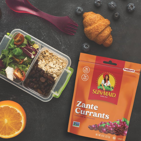 (4 Pack) 8 oz Sun-Maid California Sun-Dried Zante Currants - Resealable Bag - Dried Fruit for Holiday Snacks