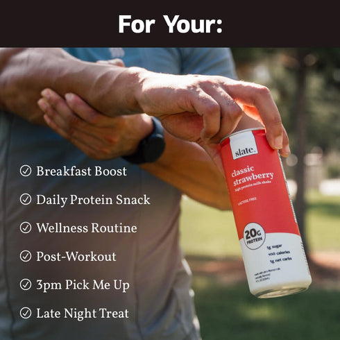 20g 1g 100 1g 11 oz, 12 Slate Milk - High Protein Milk Shake - Classic Strawberry - Lactose Free, Protein, Sugar