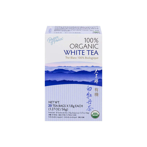 Prince of Peace Organic White Tea, 20 Tea Bags – Unsweetened, Lower Caffeine Alternative
