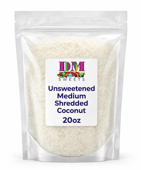 DM Sweets Unsweetened Medium Shredded Coconut - 20 oz of Fresh Dried Non GMO