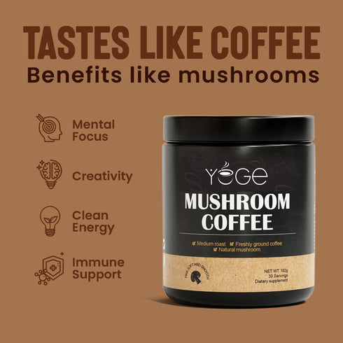 YEGE 6 Immunity30 Mushroom Coffee Organic, Mushroom Blend Cordyceps, Reish, King Trumpet, Shitake, Turkey Tail, Lions