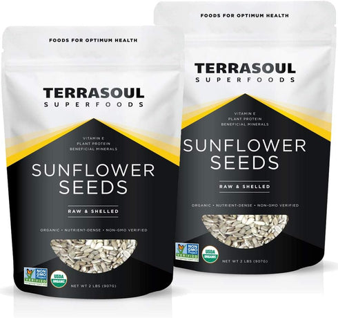 Terrasoul Superfoods Organic Sunflower Seeds, 4 Lbs (2 Pack) - Hulled |