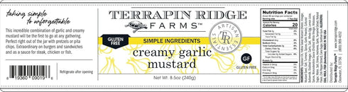 8.5 oz Terrapin Ridge Farms Creamy Garlic Mustard Bold Dip & Spread for Sandwiches, Burgers & Meats, Gluten Free, Keto