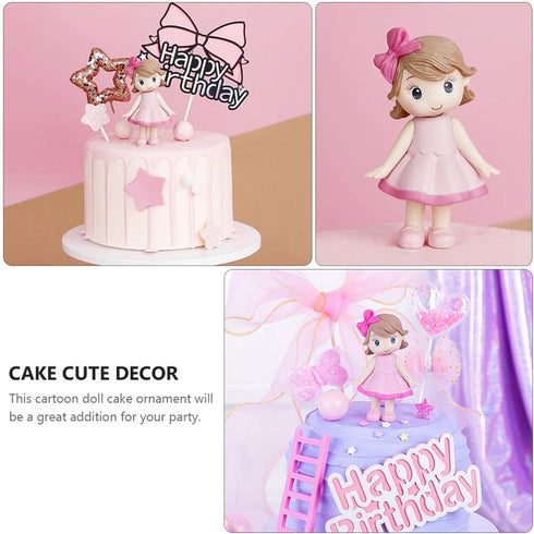 Toyvian Home Decor Figures - Cute Mini Doll Girl Toys, Cupcake Topper, DIY Cake Decoration, Christmas Decor