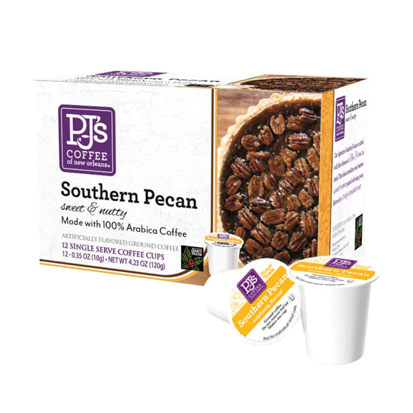 PJ's Coffee Southern Pecan Single Serve Cups, Bold Nutty Flavor - 12 Count
