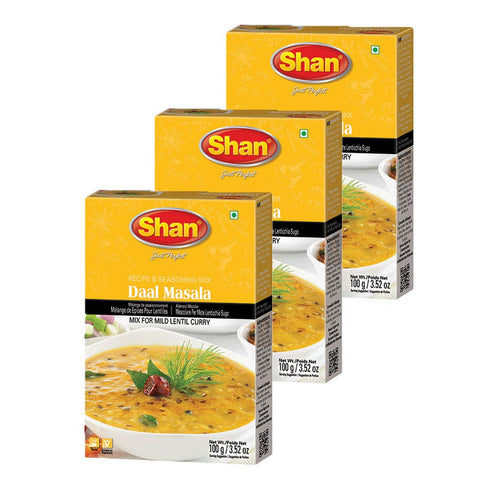 Shan Daal Masala Mix, 100g - Seasoning Packets for Mild Lentil Curry (Pack of 3)