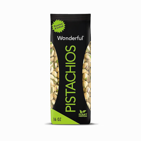 Wonderful Pistachios In Shell, Roasted and Salted Nuts, 16 Ounce Bag, Healthy Protein Snack