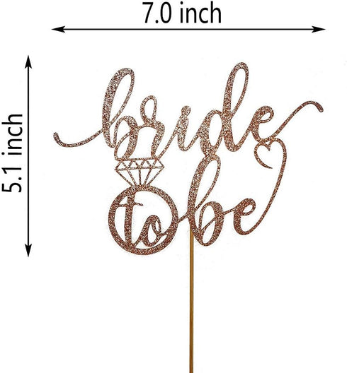 Bride to Be Cake Topper for Bridal Shower/Wedding Shower/Engagement Decorations - Double-sided Rose Gold Glitter