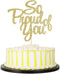 PALASASA So Proud of You Cake Topper, Graduation Party Decorations in Golden