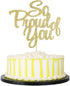 PALASASA So Proud of You Cake Topper, Graduation Party Decorations in Golden