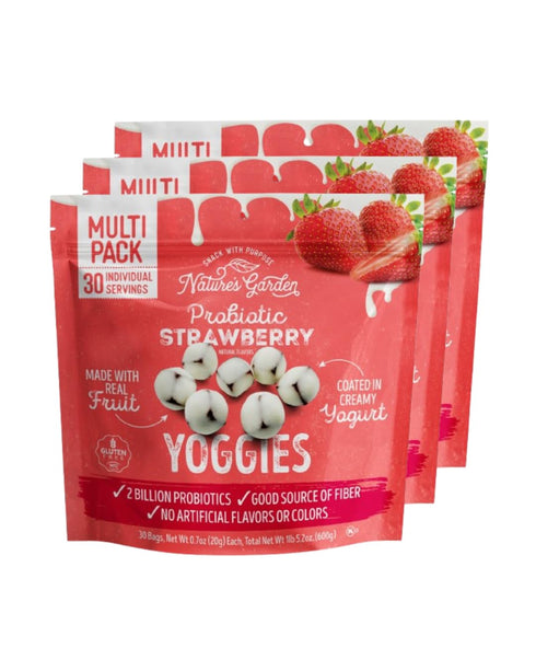 Nature's Garden Probiotic Strawberry Yoggies 21oz (30 x 0.7oz) Pack of 3