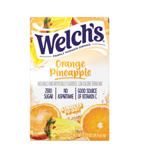 Pack 3-6 18 Welchs Orange Pineapple Drink Mix - of Singles To Go - Total Servings - Zero Sugar, Low Calorie