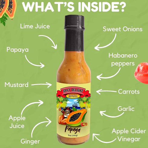 Spicy Delight Aruba Hot Sauce by Flavor Pirate, 5 oz, Made with Habanero Pepper, Papaya, and Spices, Gluten Free, Vegan