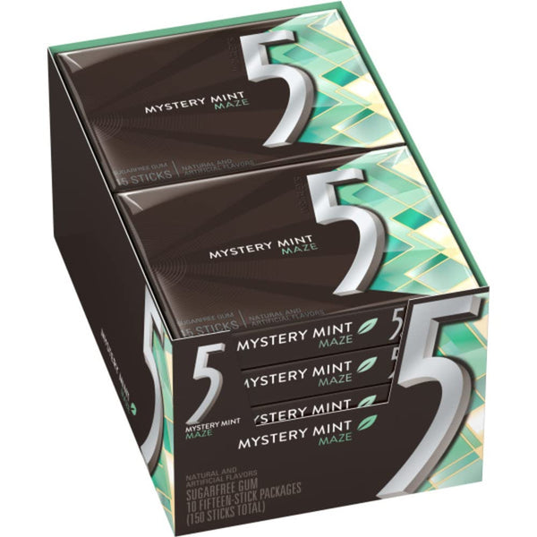 5 Gum Sweet Mint Sugar Free Chewing Gum Bulk, 15 Stick Box