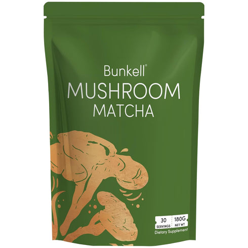 6 Immune 30 1 Pack Bunkell Mushroom Matcha, Adaptogenic Mushrooms Mix w/Japanese Matcha, Ceremonial Powder Blend