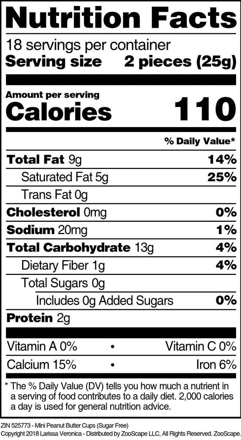Larissa Veronica (16 oz, 525773) Mini Peanut Butter Cups (Sugar Free) ZIN:
