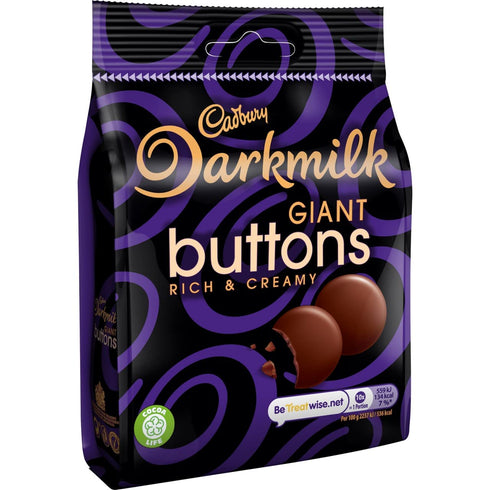 Cadbury 90g (Pack 10) Darkmilk Giant Buttons Rich & Creamy Bag