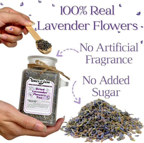 25g Packed Dried Lavender Flower Buds Edible Culinary Grade for Tea, Baking, Aromatherapy & Crafting in Plastic Jar