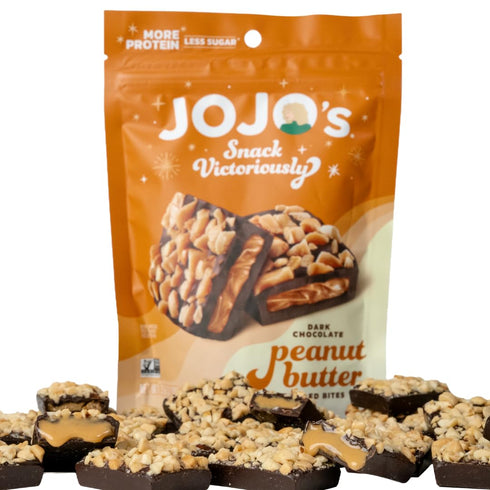 (4 Count) JOJO's Dark Chocolate Peanut Butter Filled, Healthy Snack, Low Sugar, Low Carb, Gluten Free, Non GMO, Paleo