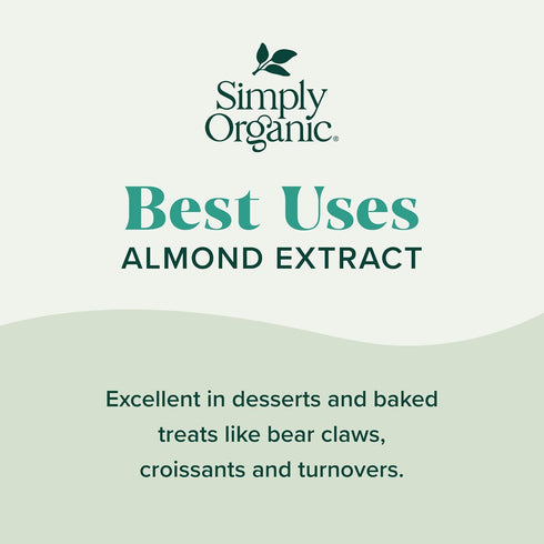 4 Simply Organic Almond Extract, Ounce Glass Jar, Warm Sugar-free Vegan Flavor for Desserts, Coffee and Smoothies