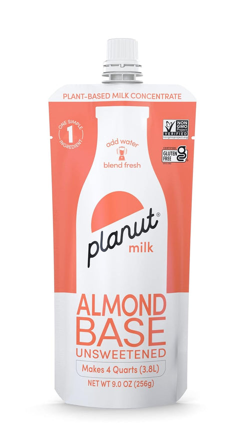 100% 4 (2 Pack) Almond Milk Base - Concentrated Almond Milk from Planut- Whole Nuts - Makes Quarts - Keto-Friendly