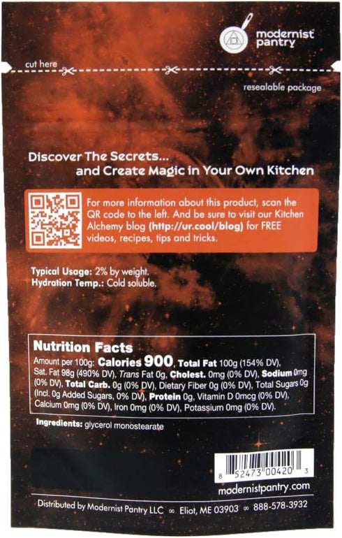 Modernist Pantry Glycerol Monostearate (GMS) ? Non-GMO Gluten-Free Vegan - 50g/2oz
