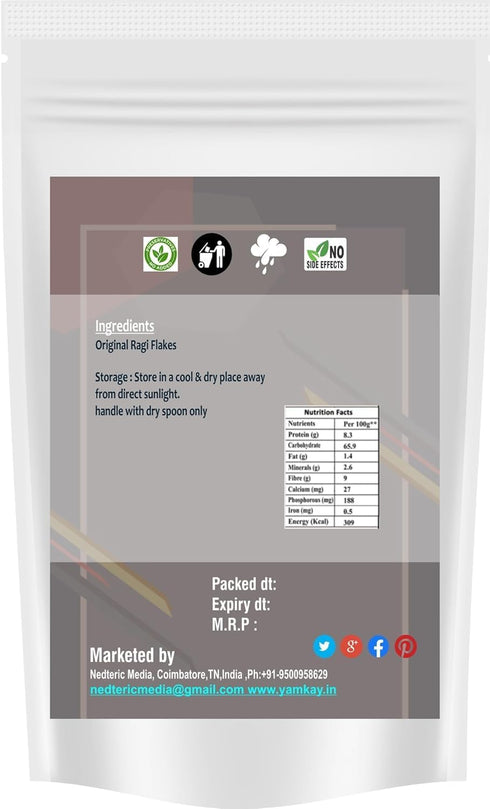 (700 Yamkay Original Ragi Flakes -Sugar Free | Finger Millet | Healthy Breakfast Millet | Gluten-Free | High-Fibre Food