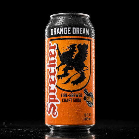 Sprecher 16 oz (12 Pack), Orange Dream fl Cans Fire-Brewed Craft Soda with Real Honey, Gourmet Orange Soda