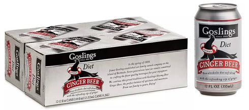 Goslings Diet Ginger Beer Cans of 12 fl oz Each | Ginger Beer