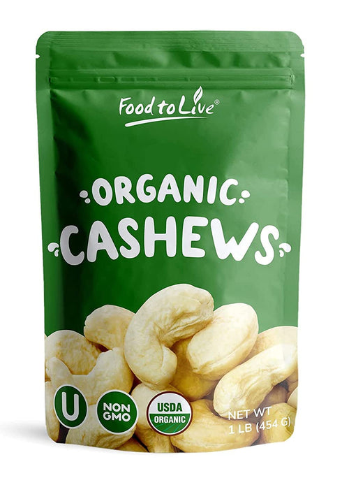 Food to Live Organic Dry Roasted Cashew Halves and Pieces with Himalayan