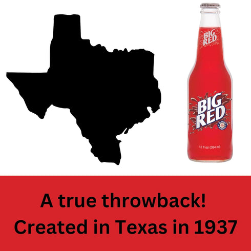 Prime Collectibles 6 Pack 12 oz Big Red Soda Made with Real Sugar of Glass Bottles Nostalgic Red Cream Soda