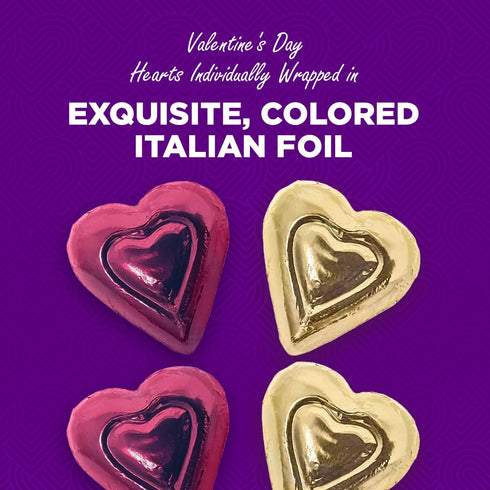 72% 12 oz Madelaine Dark Chocolate Mini Hearts Candy Cacao Valentines Day Chocolates, Individually Wrapped in Burgundy