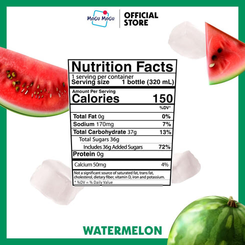 6 Pack 10.82 oz Mogu Mogu Watermelon Juice Drink with Nata de Coco (Coconut Jelly) Chewy Fruit Beverage for Kids