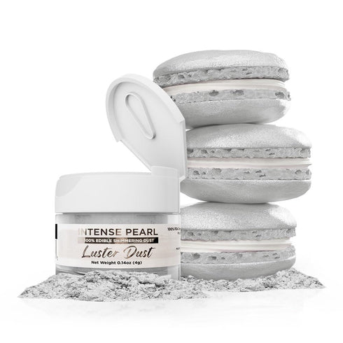 Luster Dust - Intense Pearl White (4g 1x Jar) | Vegan Edible Dust & Paint for Cake Decorating, Desserts, Cocktails