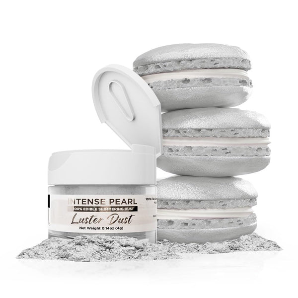 Luster Dust - Intense Pearl White (4g 1x Jar) | Vegan Edible Dust & Paint for Cake Decorating, Desserts, Cocktails