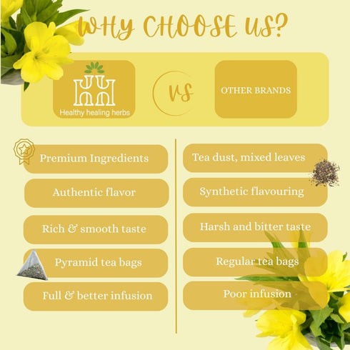 Healthy Healing Herbs 100 Organic Primrose Tea Tea Bags | Premium Dried Primrose Herb | Naturally Caffeine-Free Herbal