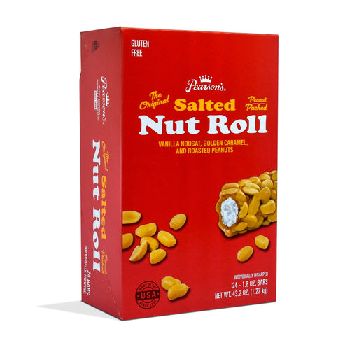 Pearson's Original Salted Nut Roll | Peanut, Caramel, Nougat Candy | 24