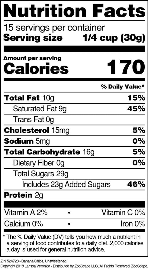 Larissa Veronica (16 oz, 524728) Banana Chips, Unsweetened ZIN:
