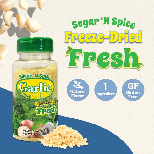 Sugar 'N Spice Premium Freeze-Dried Herbs & Spices - Strong Aroma and Fresh Flavor (Garlic, 1 Ounce)